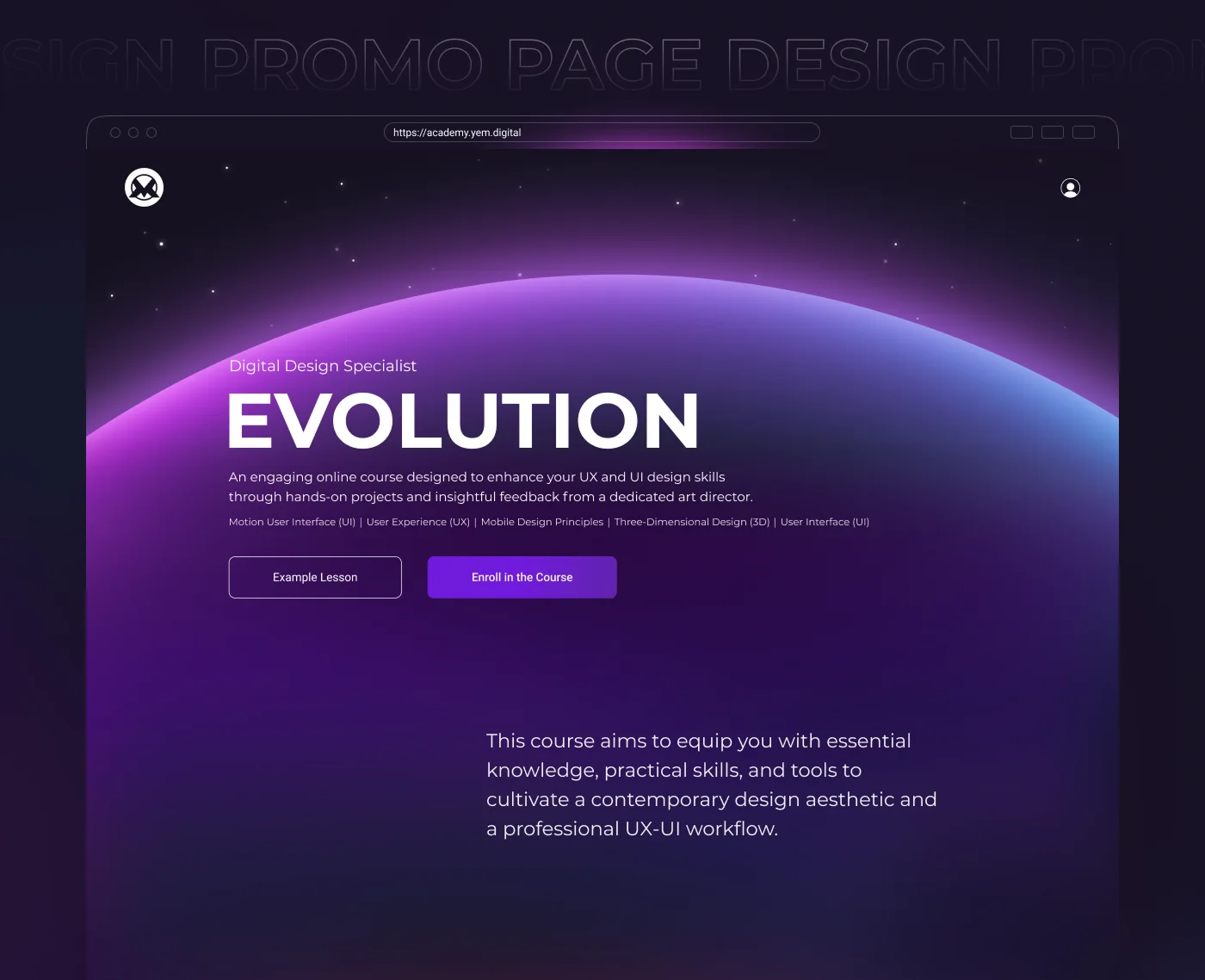 Yem Digital Academy acquisition page for the Evolution UX and UI course