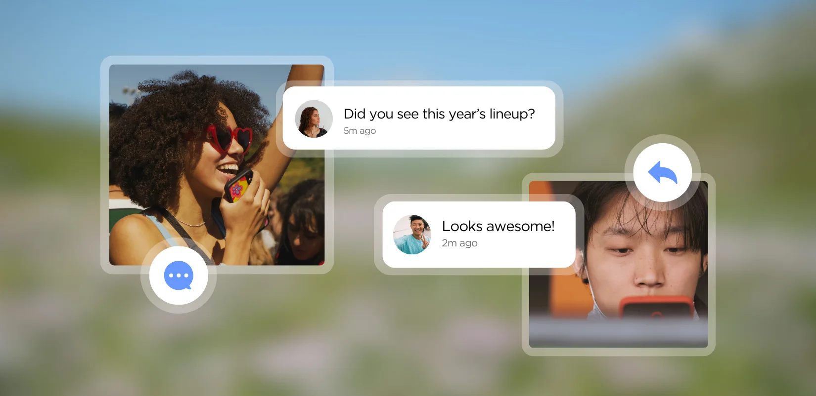 Two people exchanging comments through a digital community experience